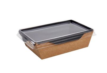 Контейнер салатник 400мл 145x95x45мм крафт внутри черный ECO Opsalad (крышка 467330) 50/800