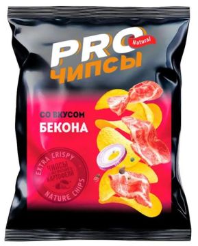 Продукты, PRO-Чипсы чипсы со вкусом бекона 60 г 1/20