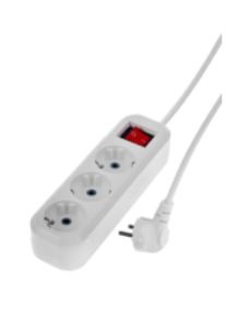 Удлинитель сетевой 5м 3 розетки 16А ПВС 3х1,5 белый Космос (ПЭТ) 1/1