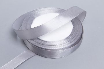 Лента атласная 15мм 25м серая 1/10