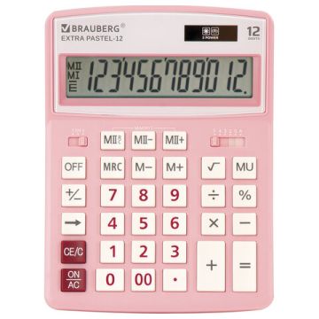 Калькулятор настольный BRAUBERG EXTRA-12-РК (206x155мм) 12разр розовый 1/20/40 