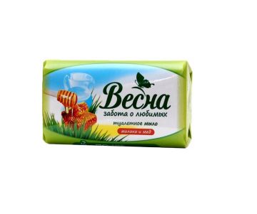 Мыло туалетное 90гр в обертке Весна Молоко и мед 1/72