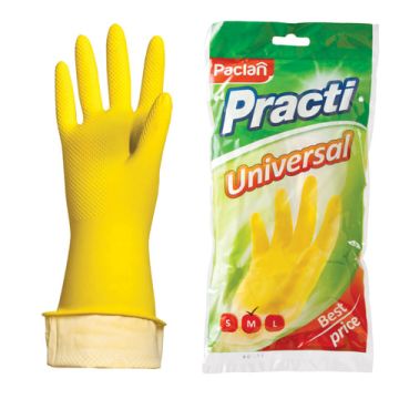 Резиновые перчатки с х/б напыл латекс хозяйств PACLAN Practi разм М 1/100 