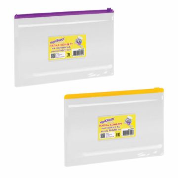 Папка-конверт А5 на молнии 240х1780мм 0,12мм ассорти ЮНЛАНДИЯ 1/12/600