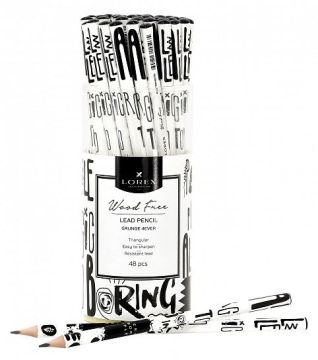 Карандаш ч/гр НВ заточенный трехгранный пластик LOREХ WOOD FREE GRUNGE 4EVER 1/48