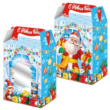 НГ Коробка до 1,0кг 140х80х195  Дед Мороз с окном 1/150