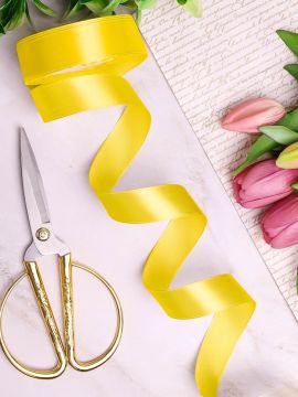 Лента атласная 10мм 25м лимонная 1/10