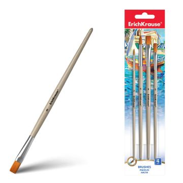 Кисти 4шт синтетика плоские № 5,8 круглые № 2,5 ErichKrause 1/12
