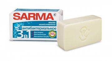 Мыло хозяйственное 140гр Сарма антибактериальное 3в1 1/4/48 