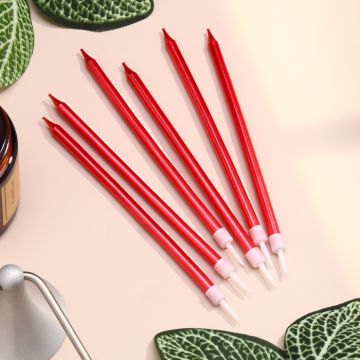 Свечи для торта Ройс 6 шт рубиновый металлик 13см 1/1