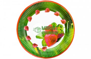 Тарелка картон с рисунком набор 6шт d-230 Клубничный фреш (6шт) 1/55