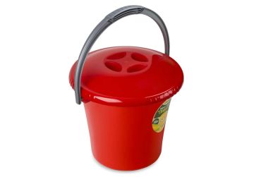 Ведро 10л с крышкой пластик красное Martika 1/1