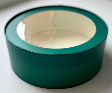 Коробка шайба с прозр. крышкой 21х7,5см зеленый лен
