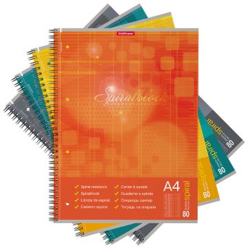 Тетрадь 80л А4 клетка гребень обложка мел картон MIX-PACK ErichKrause 1/4/20