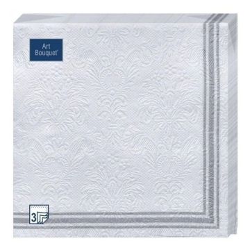 Салфетки (33х33) 3-сл Bouquet Барокко рамка серебряная (16) 1/12