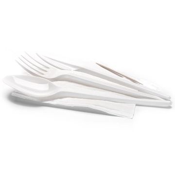 Набор одноразовой посуды №5 (вилка, столовая ложка, нож, зубочистка, салфетка) 1/200