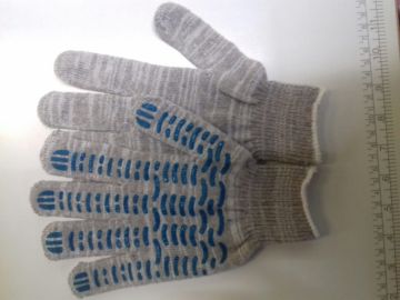 Перчатки ПВХ 5-нитка 10класс волна серые Л 10/300