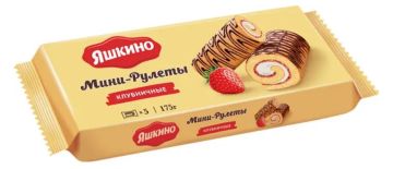 Продукты, Яшкино Мини-рулет Клубничный 175г 1/15