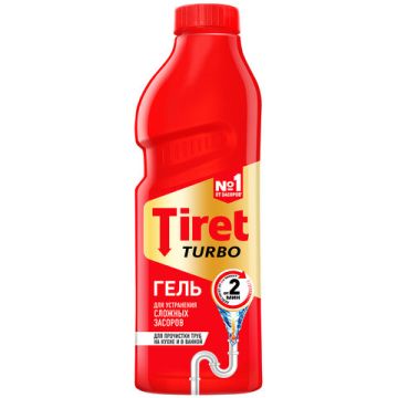 Средство жидкое 1л Tiret (Тирет) Турбо гель для прочистки канализационных труб 1/12
