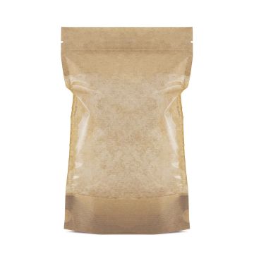 Пакет Zip-Lock Дой-Пак крафт (15х24)+(4,5+4,5) с окном 135мм Aviora 100/700