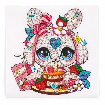 Алмазная мозаика наклейка Милый зайка 9х9см 1/200