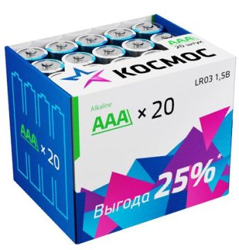 Элемент питания Космос ААА Alkaline LR3 (4шт) 1/5