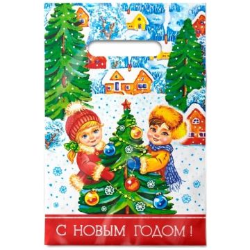НГ Пакет с вырубной ручкой (20х30)-30 Зимние забавы 100/2000