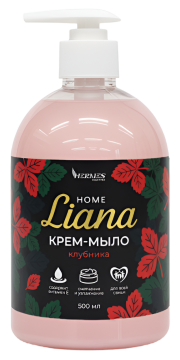 Мыло жидкое крем 500мл с дозатором HOME Liana Клубника HIBERG 1/15
