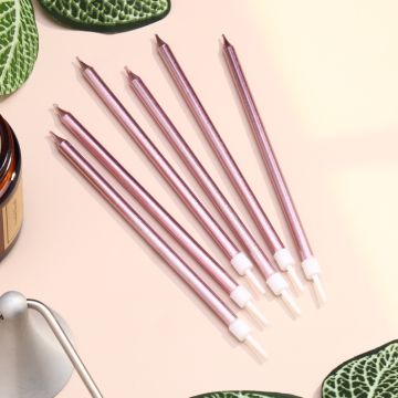 Свечи для торта Ройс 6 шт розовый металлик 13см 1/1