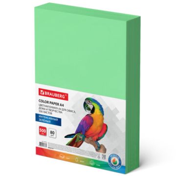 Бумага А4 500л 80 г/м2 зеленый интенсив BRAUBERG 1/5
