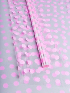 Ролик 70см х8м пленка полипропилен с рисунком Горошек розовый 1/10