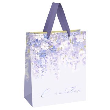 Пакет подарочный бумажный (18х23х10) матовый MESHU Purple flowers 1/12