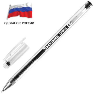 Ручка гелевая черная 0,7мм линия 0,5мм Brauberg Россия Союз 1/12/360 