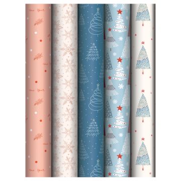 НГ Бумага подарочная 70х100см 80г/м глянец ассорти Christmas time 1/50