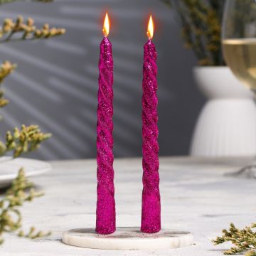Свеча витая 1,5х15см сиреневая блестки (2шт) 1/360