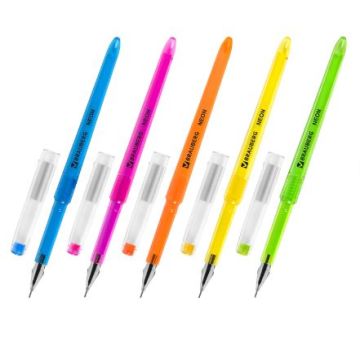 Ручка гелевая черная 0,5мм линия 0,25мм BRAUBERG DIAMOND NEON 1/30