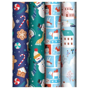 НГ Бумага подарочная 70х100см 80г/м глянец Meshu Happy New year 1/52