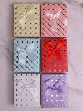 Подарочная коробка Прямоугольник 7х9х2,8см Аргайл микс 1/12