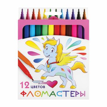 Фломастеры 12цв смываемые вентилируемый колпачок ПИФАГОР ЕДИНОРОГ 1/12