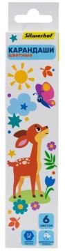 Карандаши цветные 06цв заточенные Silwerhof Веселые друзья 1/8/480
