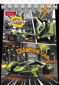 Блокнот 40л А7 75х110мм клетка гребень картон Хатбер Авточемпион 1/120