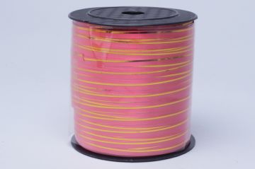 Лента упаковочная бобина 0,5см х 250м красная золотой полосой КП 1/60