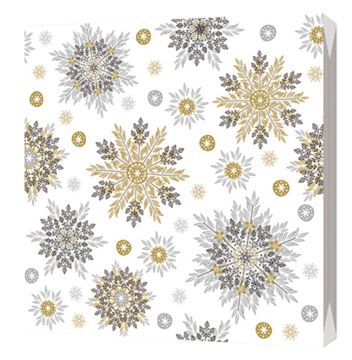 НГ Салфетки (33х33) 3-сл Снежинки золото+серебро  (20) 1/15