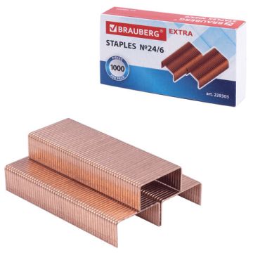 Скобы №24/6 1000шт до 30л BRAUBERG EXTRA 1/10