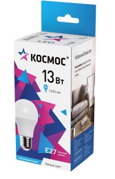 Лампа светодиодная 13W 4500K E27 220V A60 груша Космос 1/10/80