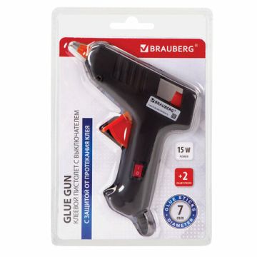 Клеевой пистолет 15Вт для стержня 7мм с выключателем BRAUBERG 1/24 