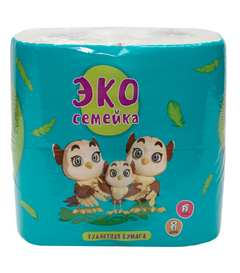 Туалетная бумага быт  Набережные Челны ЕВРО 2сл Эко-Семейка, втулка (4 шт) 1/12