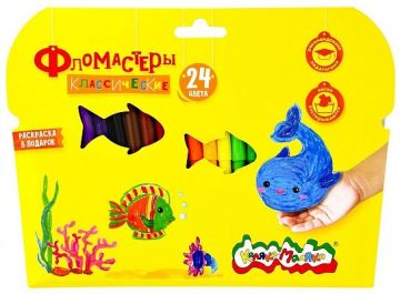 Фломастеры 24цв картонная упаковка круглый корпус Каляка-Маляка 1/12