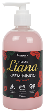 Мыло жидкое крем 300мл с дозатором HOME Liana Клубника Hermes Industry 1/15