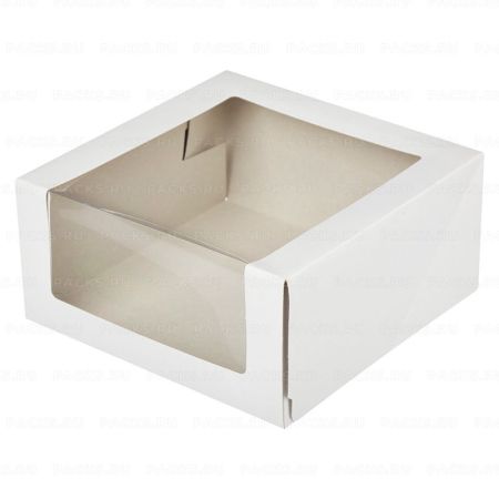 Коробка для торта с окном 225х225х110мм картонная белая ForGenika SHELF I 10/50